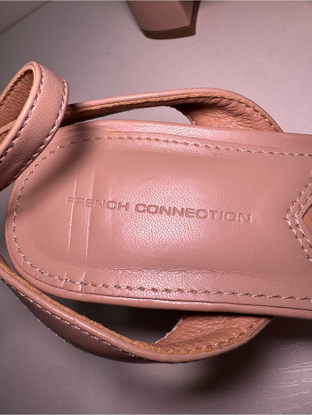 French Connection-Nude Ankle-Strap Block Heel Sandals - Picture 2 of 5